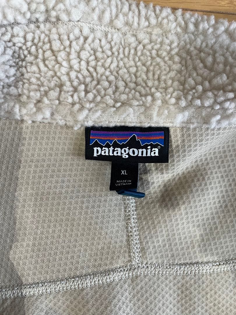 [美品]patagonia フリースベスト ホワイト/ネイビー サイズXL