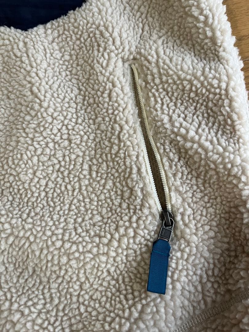 [美品]patagonia フリースベスト ホワイト/ネイビー サイズXL