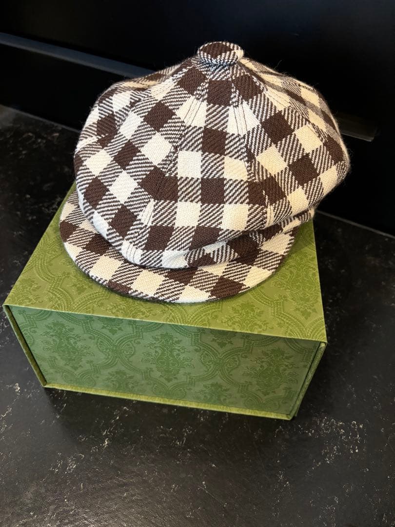 GUCCI×HAHAHA ミケーレ ×ハリーコラボ　チェックキャスケットベージュ