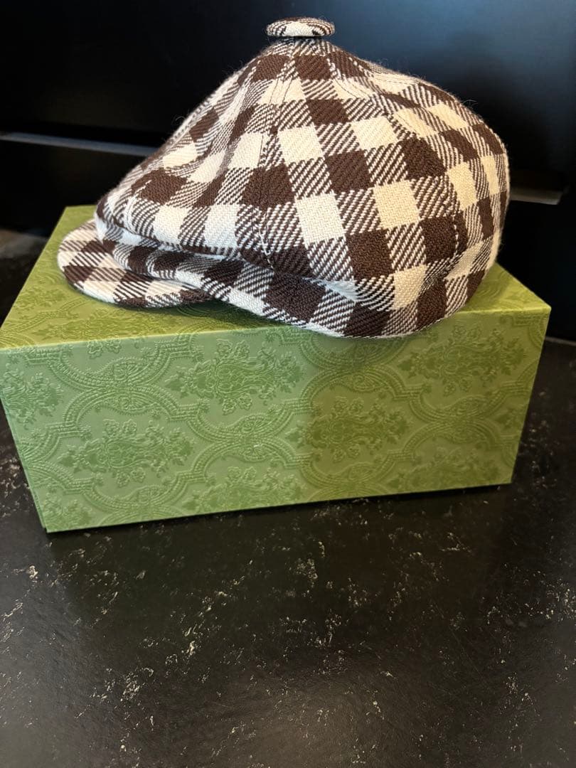 GUCCI×HAHAHA ミケーレ ×ハリーコラボ　チェックキャスケットベージュ