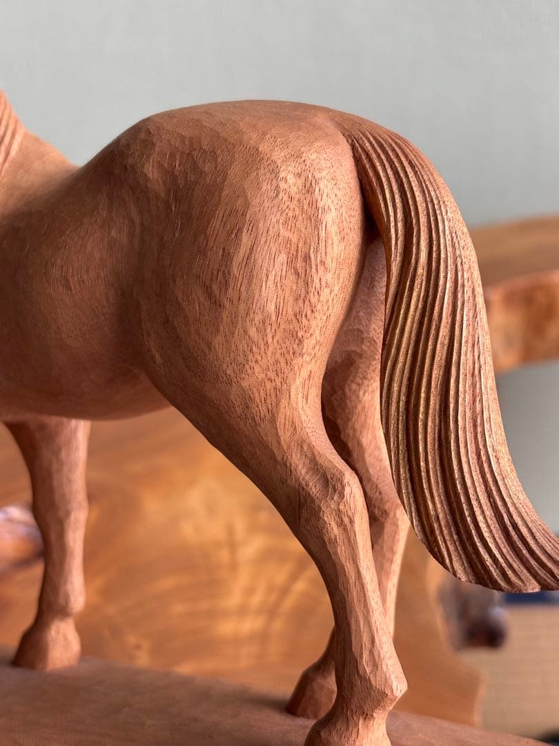 「馬」高野五聖 干支置物 木彫 細密彫刻 共箱