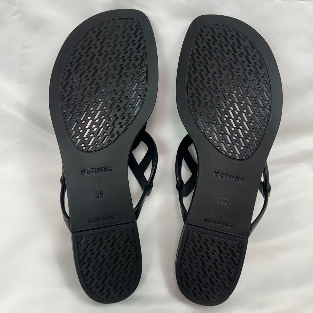 J85 新品未使用 25.0cm エルメス サンダル ブラック レディース