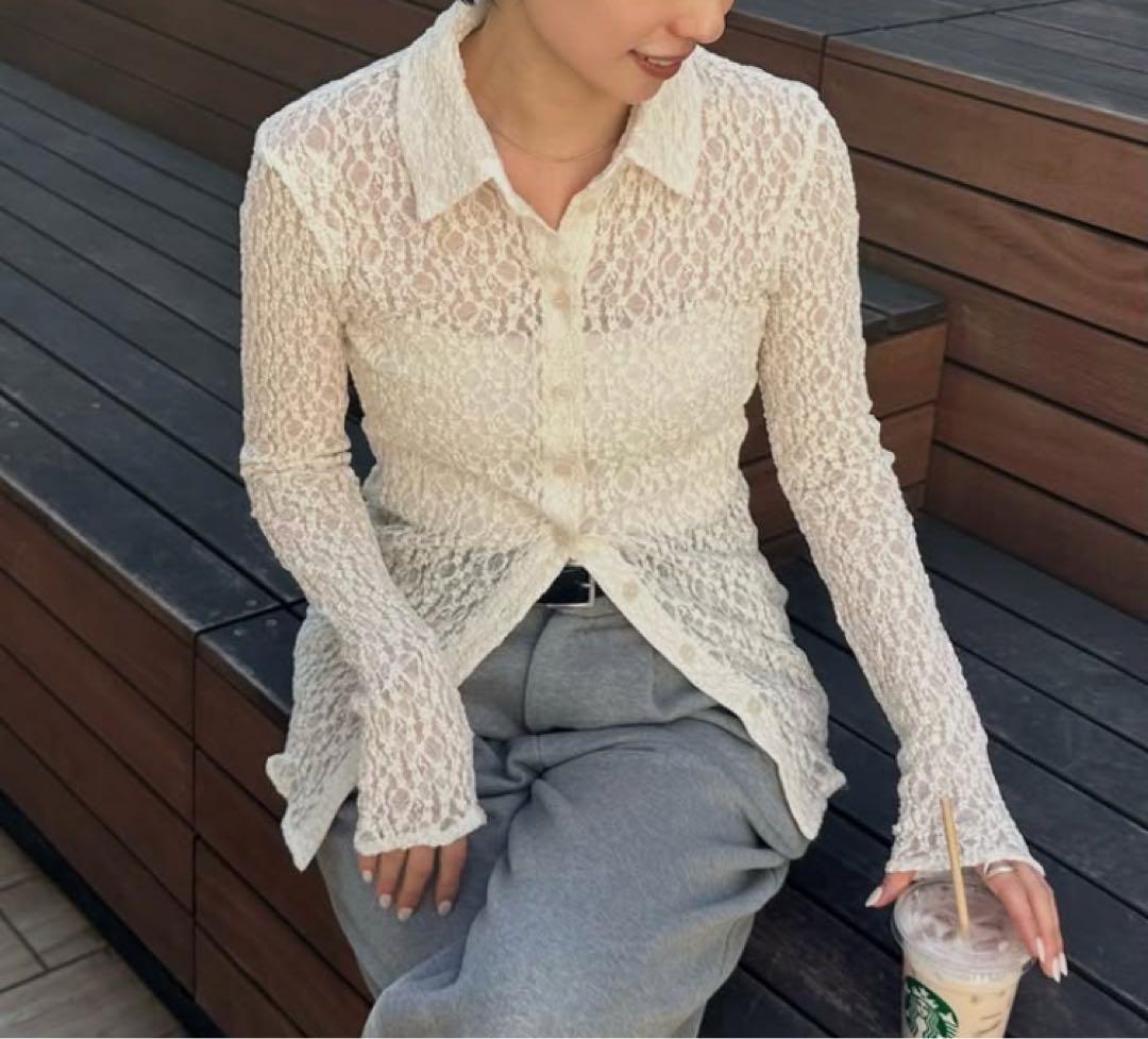 【CLANE】 Lady lace shirt アイボリー サイズ1