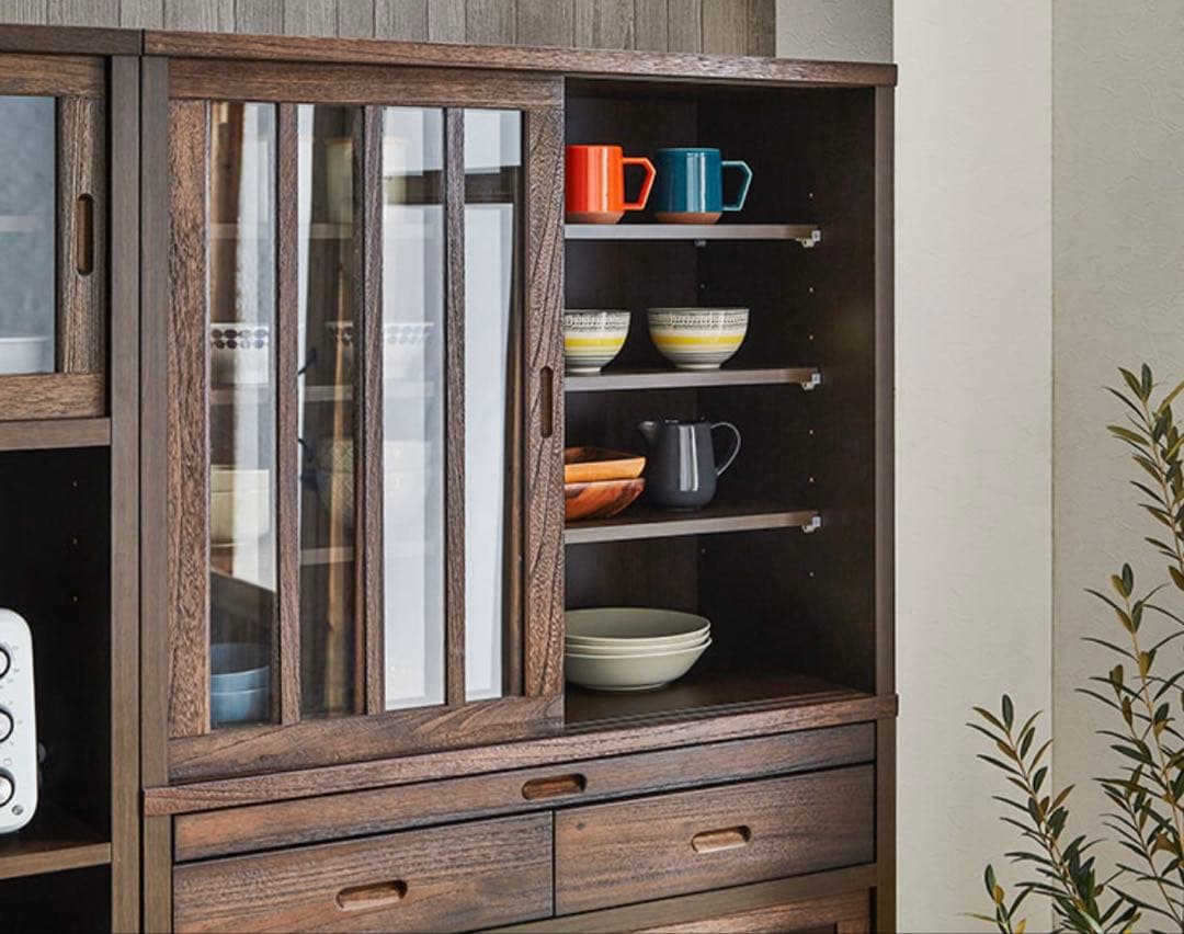 2026年2月8日購入 定価5万円 新品未使用 大川家具 木製 食器棚 ブラウン