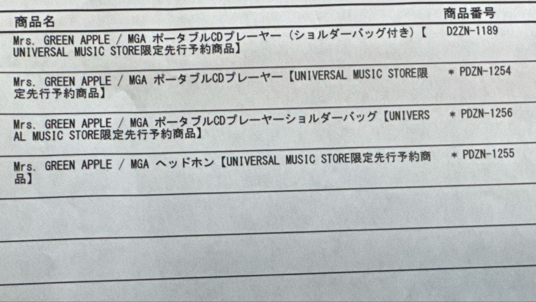 MRS.GREEN APPLE CDプレイヤーヘッドホン、ショルダーバッグセット