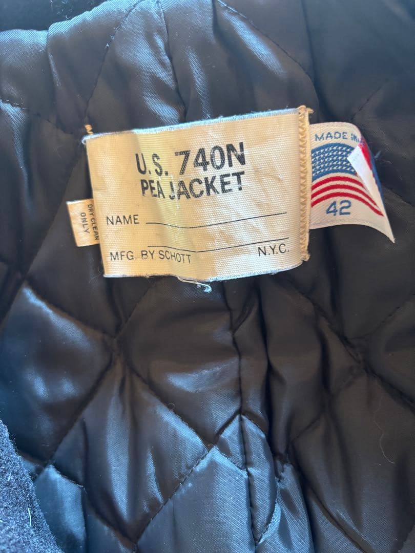 【大きめ】SCHOTT U.S. 740N PEAJACKET 42 ネイビー