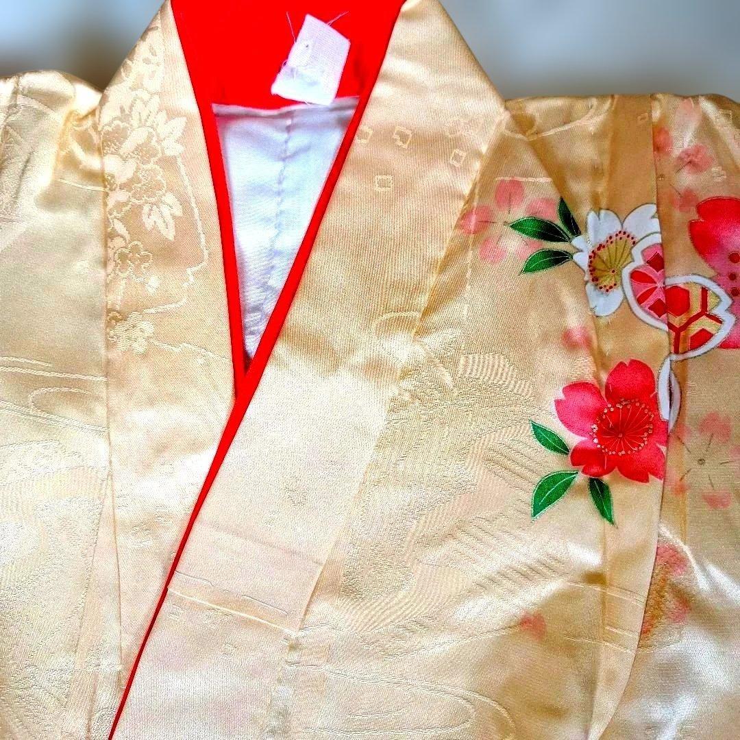 七五三　七歳用正絹着物と作り帯、小物セット中古品