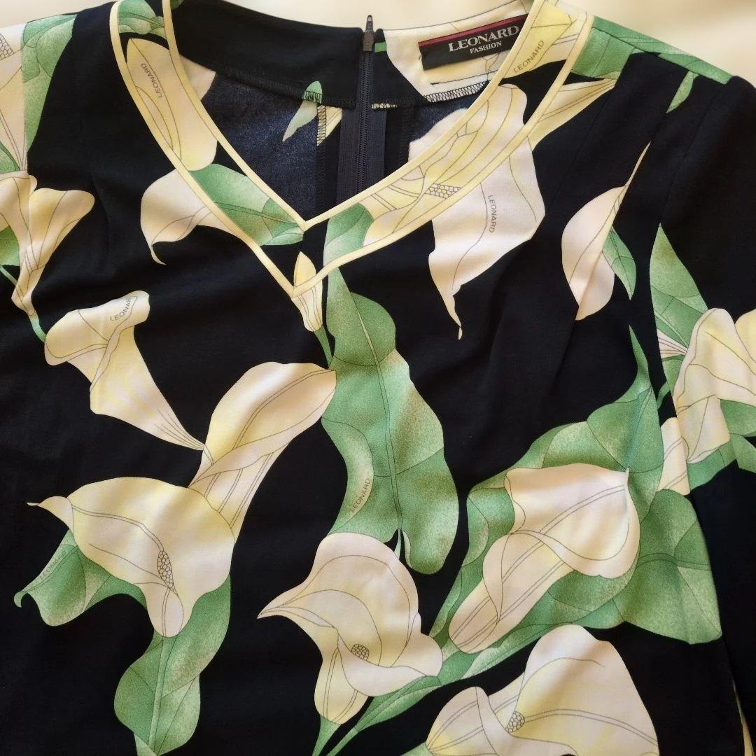 美品　人気カンカン　LEONARD フラワープリント 長袖チュニック