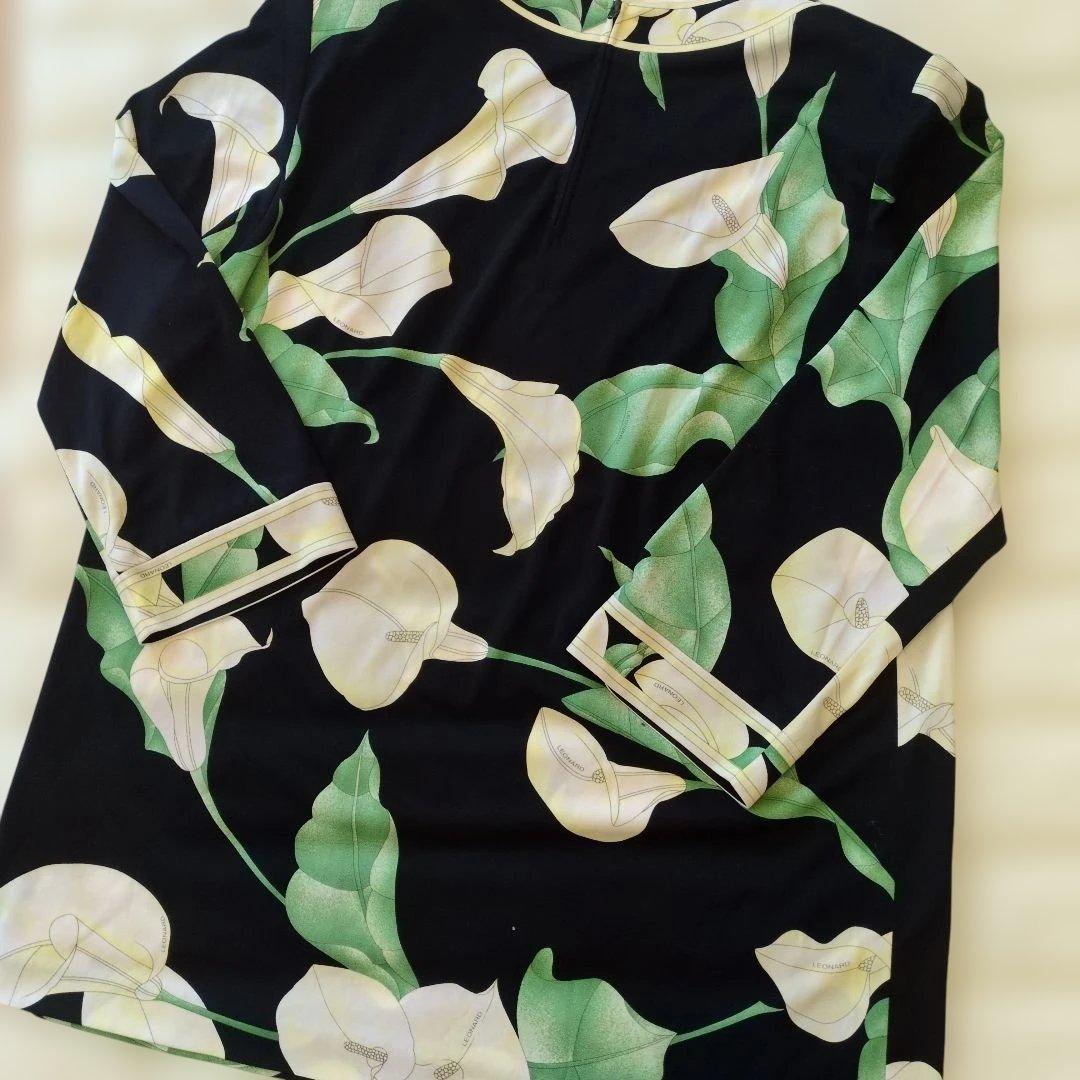 美品　人気カンカン　LEONARD フラワープリント 長袖チュニック