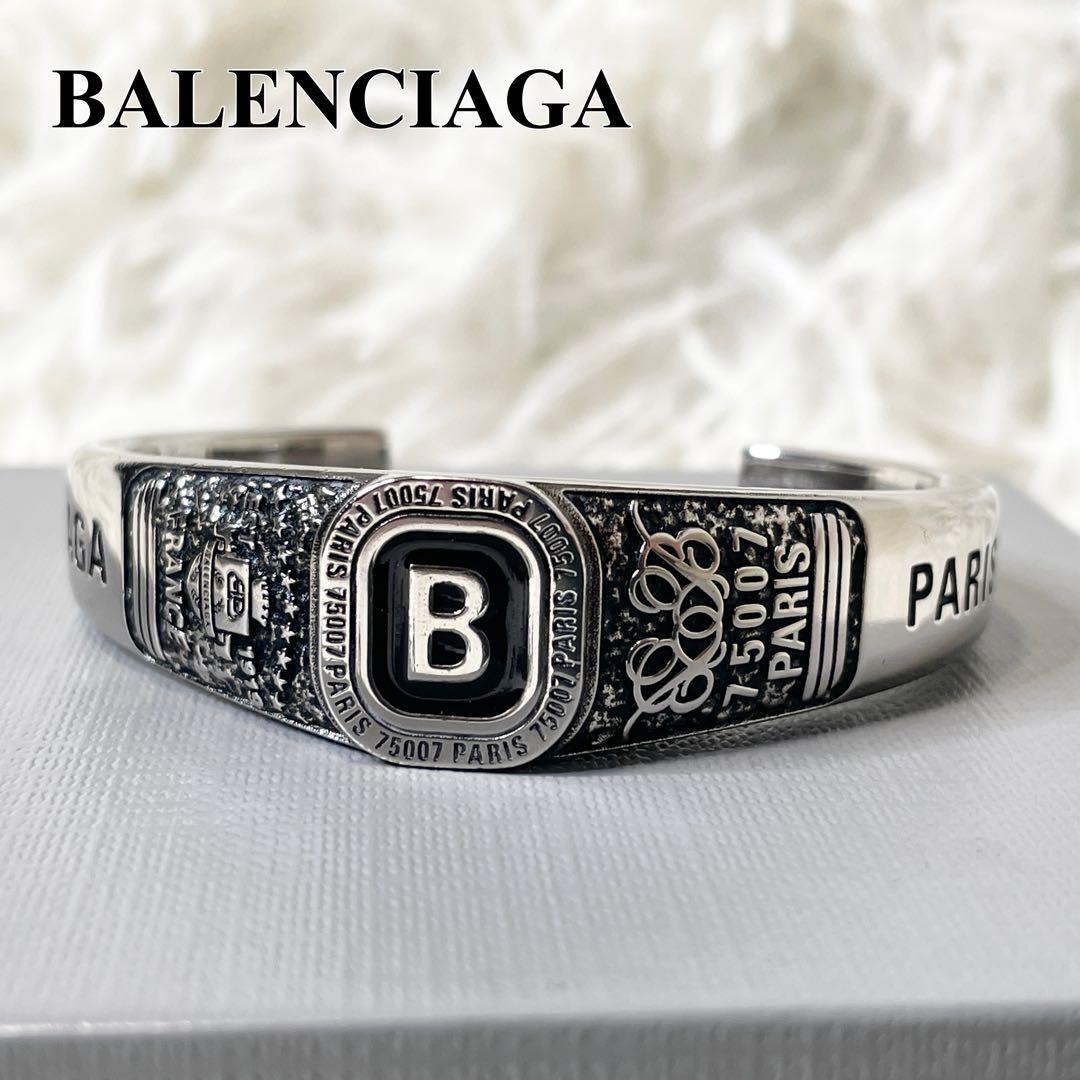 【未使用級】BALENCIAGA Bロゴブレスレット シルバー