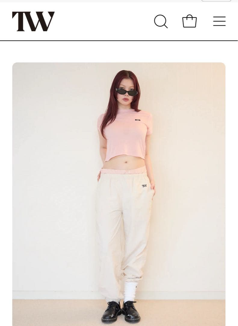 TW トゥ　unisex nylon pants ナイロンパンツ　アイボリー