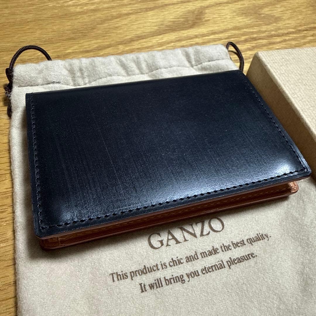 ガンゾ THIN BRIDLE (シンブライドル)通しマチ 名刺入れ ブラック