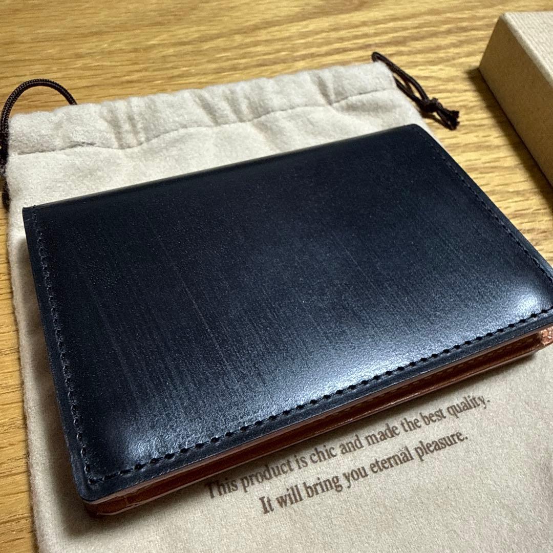 ガンゾ THIN BRIDLE (シンブライドル)通しマチ 名刺入れ ブラック