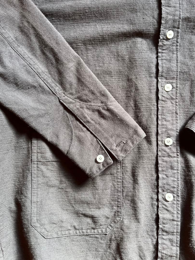 OSOCU知多木綿 黒染め オープンカラーシャツジャケット 名古屋黒紋付染