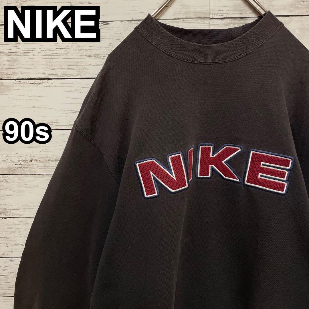 993【人気Lサイズ】ナイキ♤刺繍ビッグロゴ　90s 銀タグ　希少　スウェット