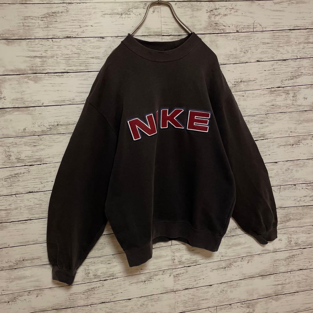 993【人気Lサイズ】ナイキ♤刺繍ビッグロゴ　90s 銀タグ　希少　スウェット