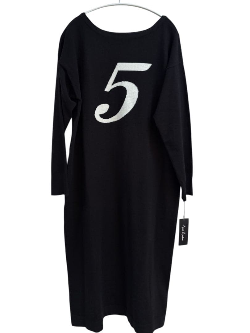 新品タグ付き☆アンコキーヌ☆コアスパンヤーンニット2wayワンピ☆ブラック☆LL