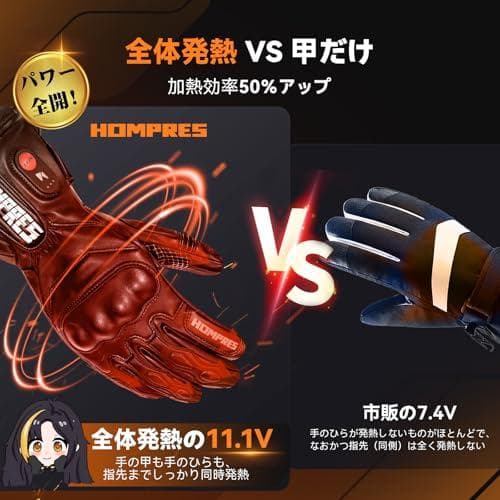 Hompres 革電熱グローブ L サイズ　11.1V両面全体発熱