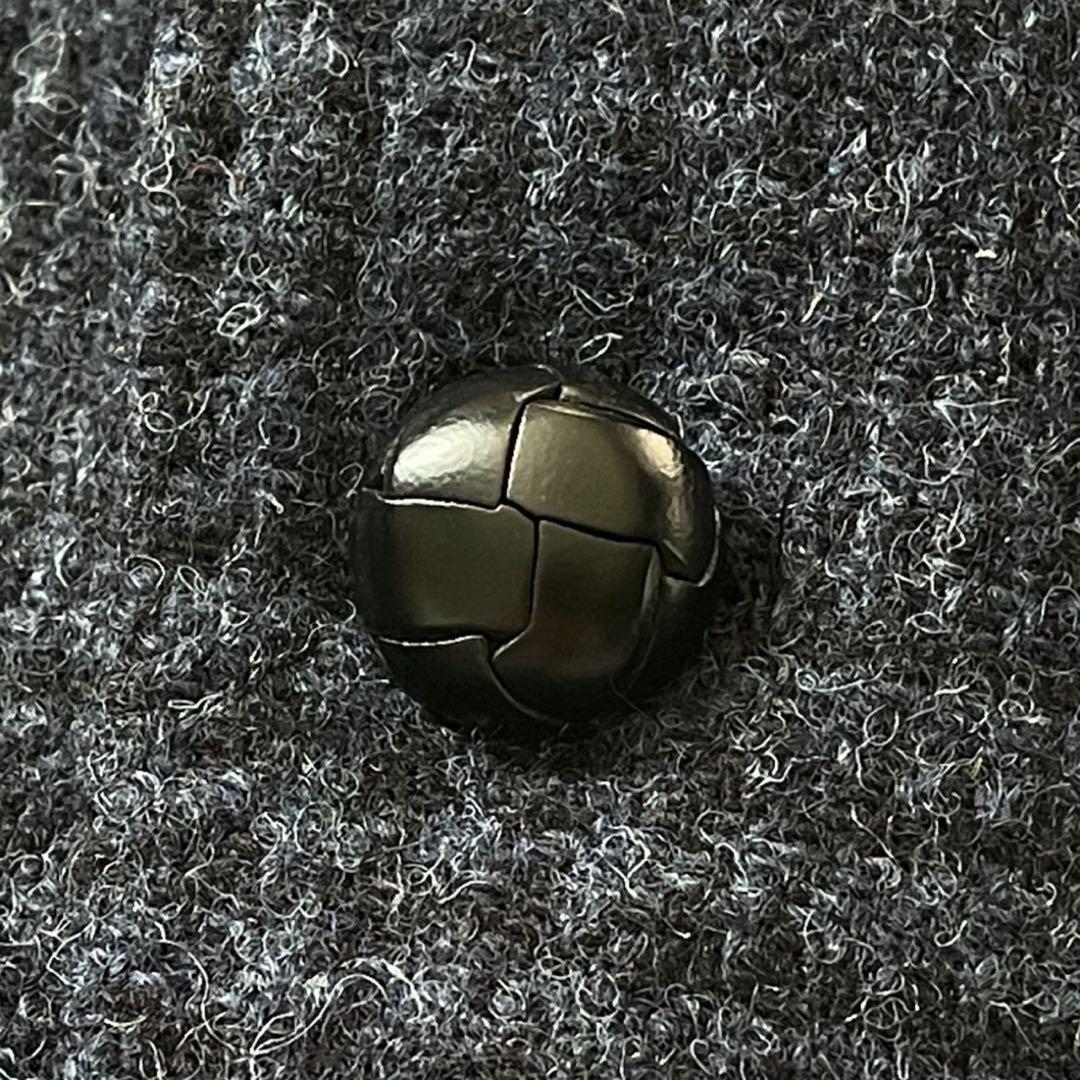 ハリスツイード テイジン テーラードジャケット M相当 グレンチェック ネイビー