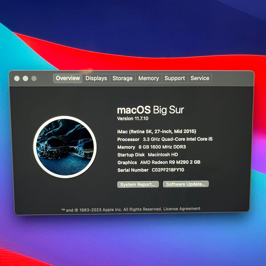 iMac (Retina 5K, 27-inch, Mid 2015)27インチ