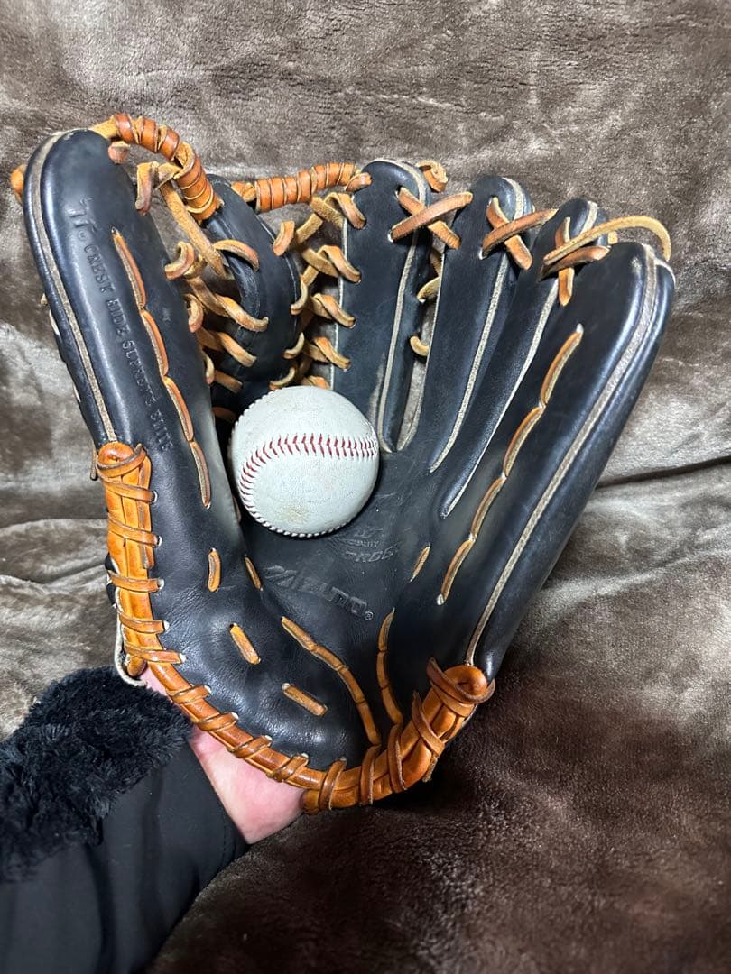 【中古】ミズノプロ　 一般硬式　外野　オーダー　ビッグM 刺繍あり