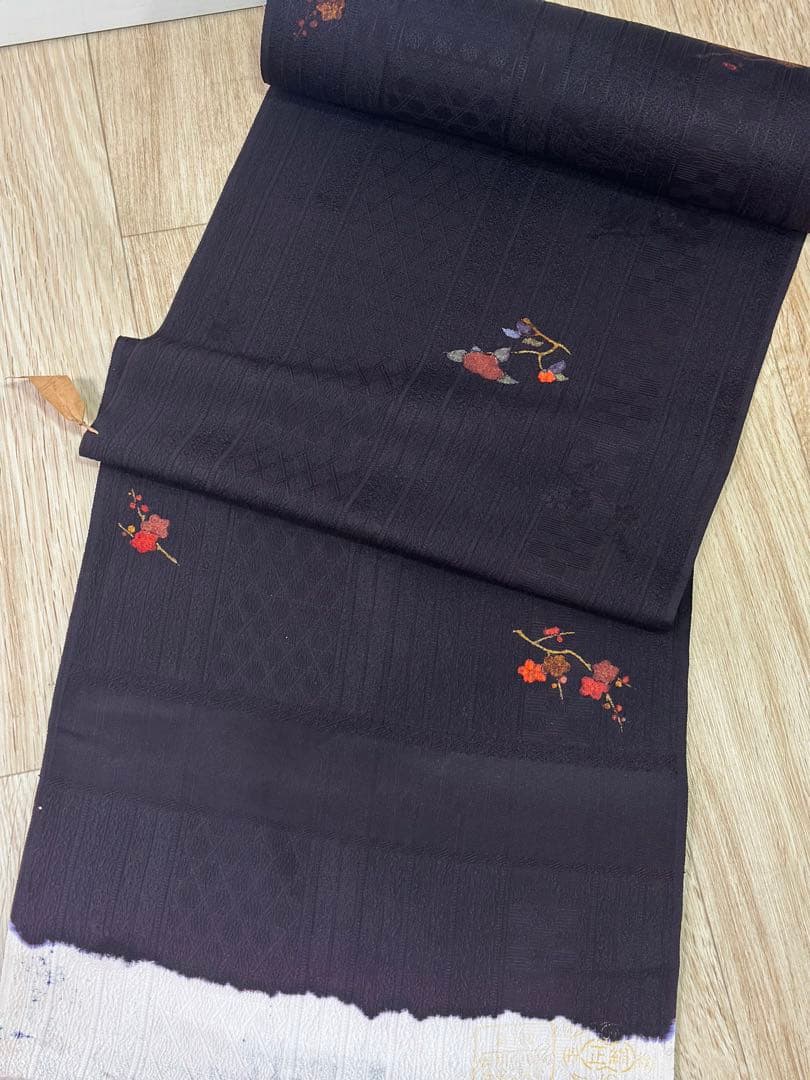 丹後ちりめん　京染　濃紫色 着物反物　羽尺　未仕立て　幅約36.5cm