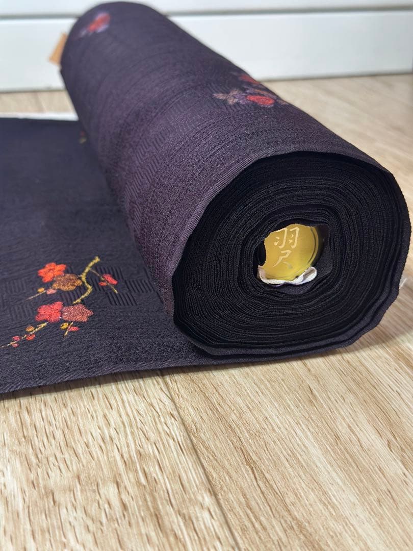 丹後ちりめん　京染　濃紫色 着物反物　羽尺　未仕立て　幅約36.5cm