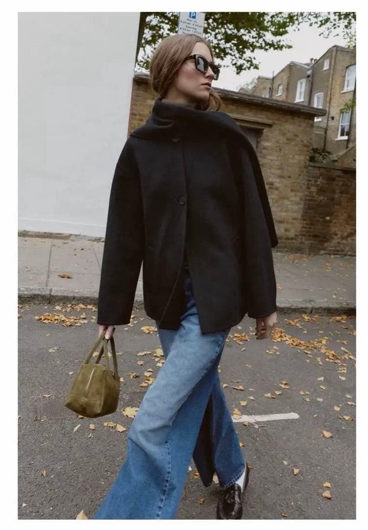 ZARA ウールショートスカーフコート　XS