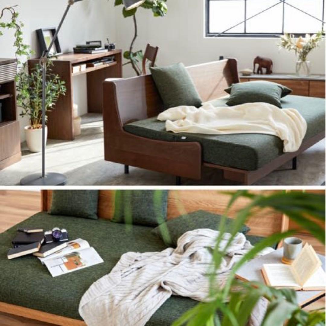 大川家具 ソファ ソファベッド ごろ寝ソファ 180cm 国産 日本製グリーン