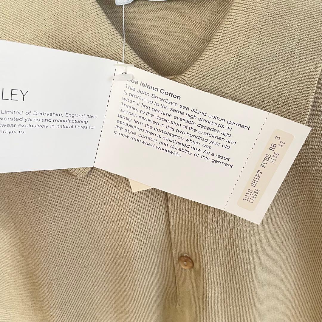 JOHN SMEDLEYジョンスメドレー　ニット 半袖 ベージュ 42 英国製