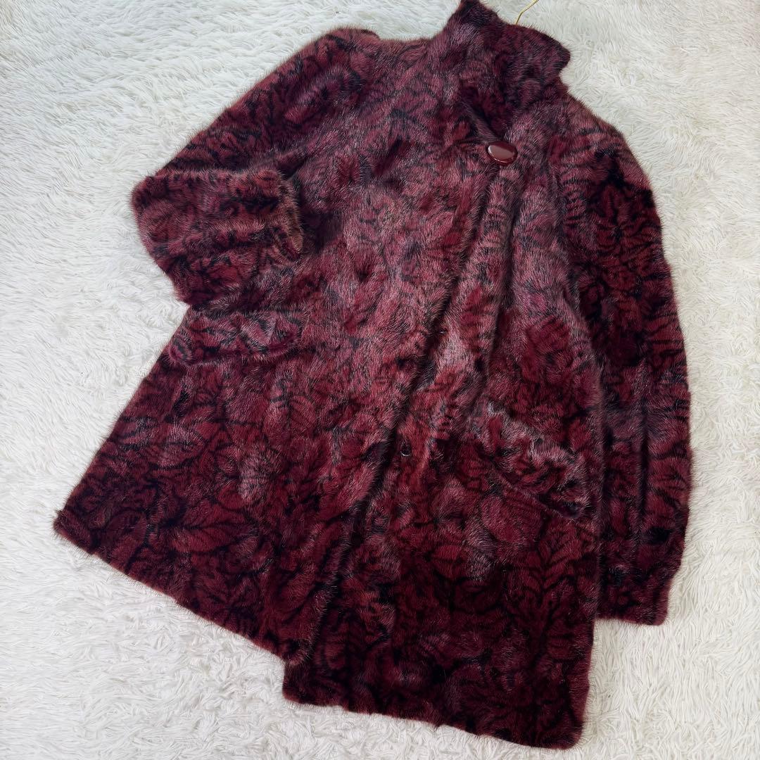 シェアードミンク　ファーコート　リーフ柄　リンクス染め　ヴァーカンティ　本毛皮