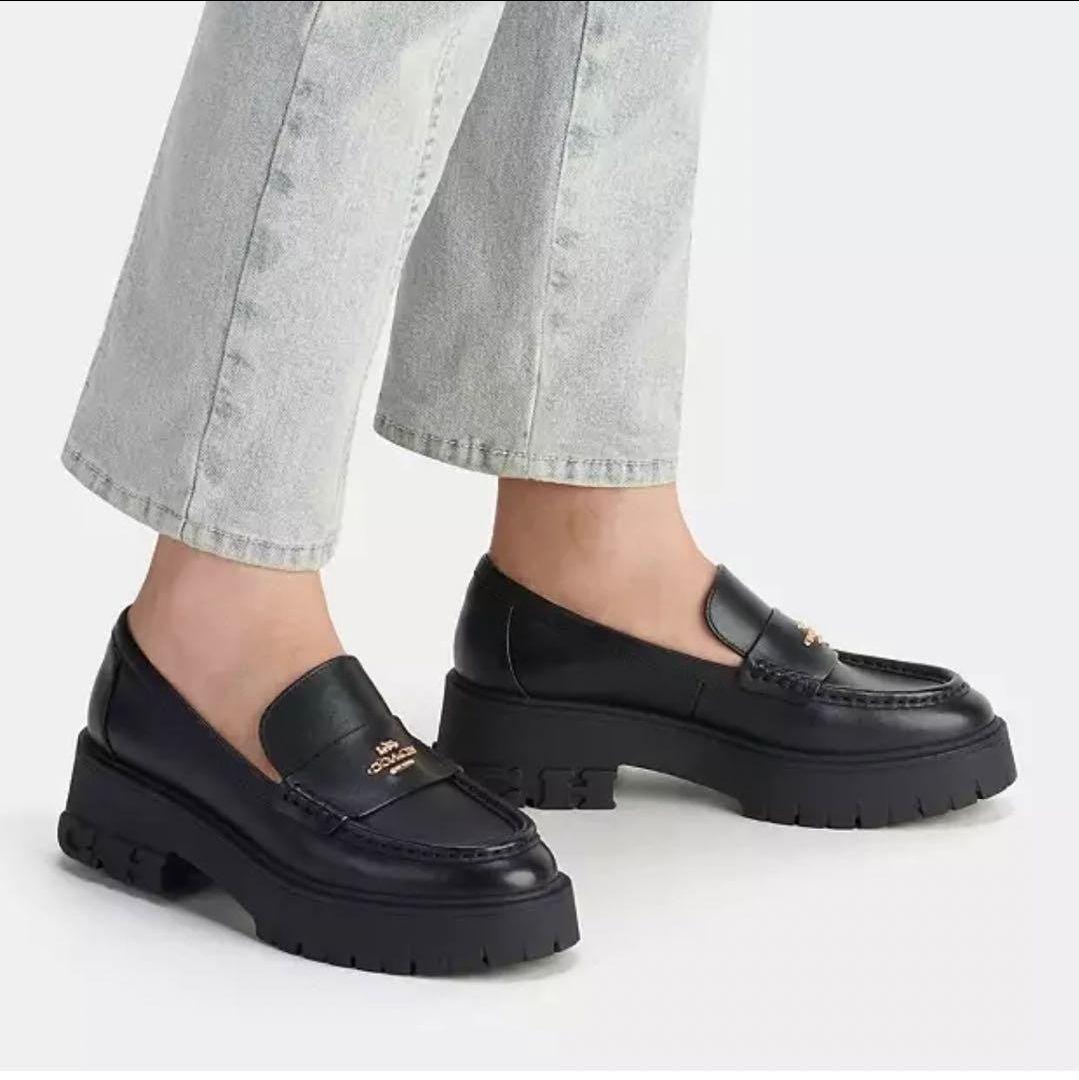 【良品】 COACH コーチ 厚底ローファー 24.5 ルーシー レザー