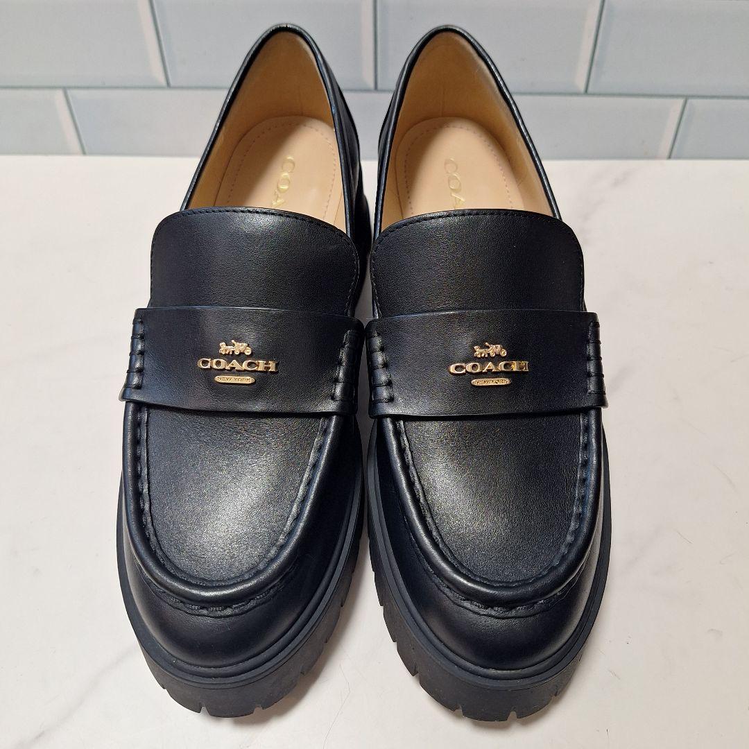 【良品】 COACH コーチ 厚底ローファー 24.5 ルーシー レザー