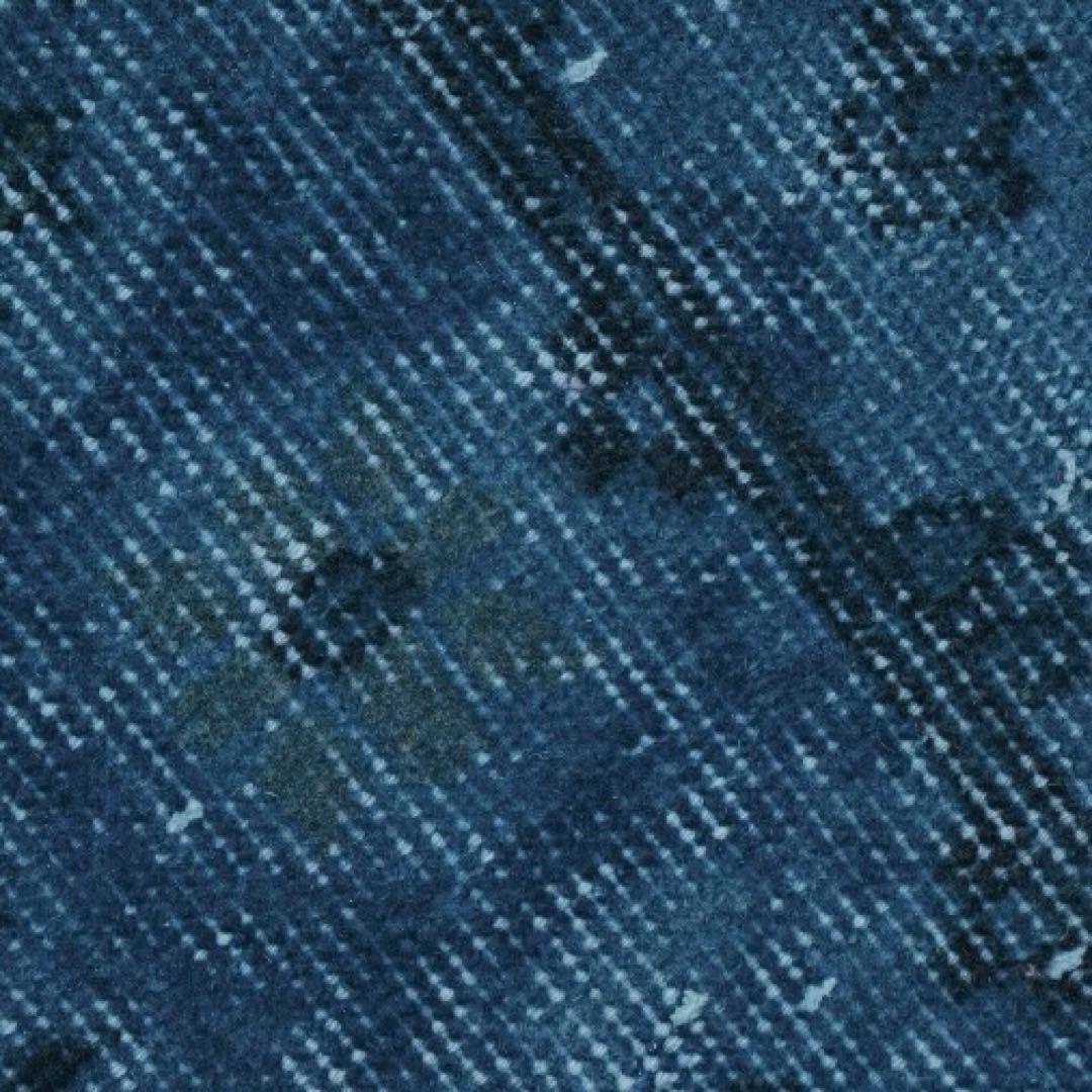 超大判くすみブルー　ヴィンテージラグ　トルコラグ　オーバーダイ