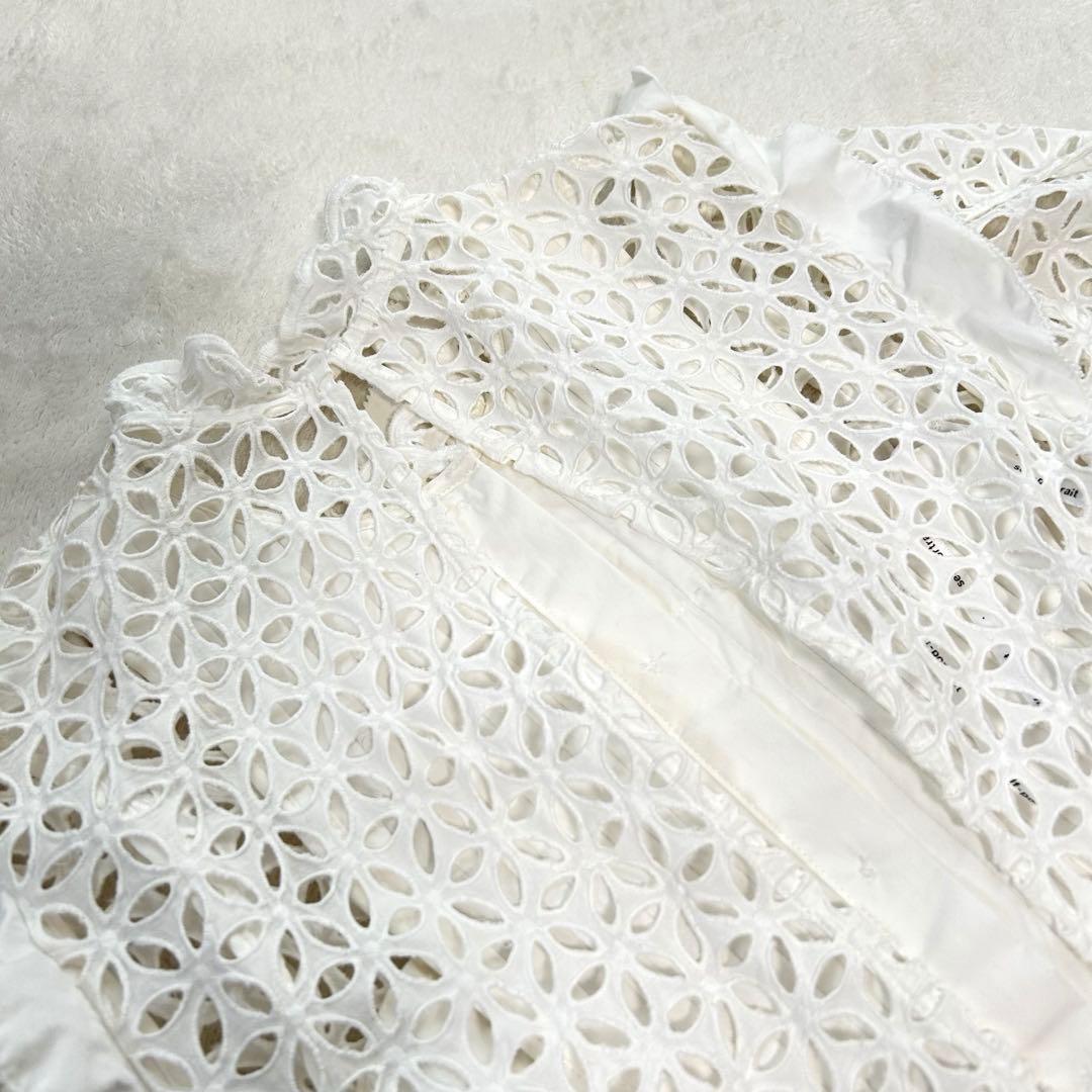 Self Portrait レースデザイン ミニワンピース 半袖 ホワイト