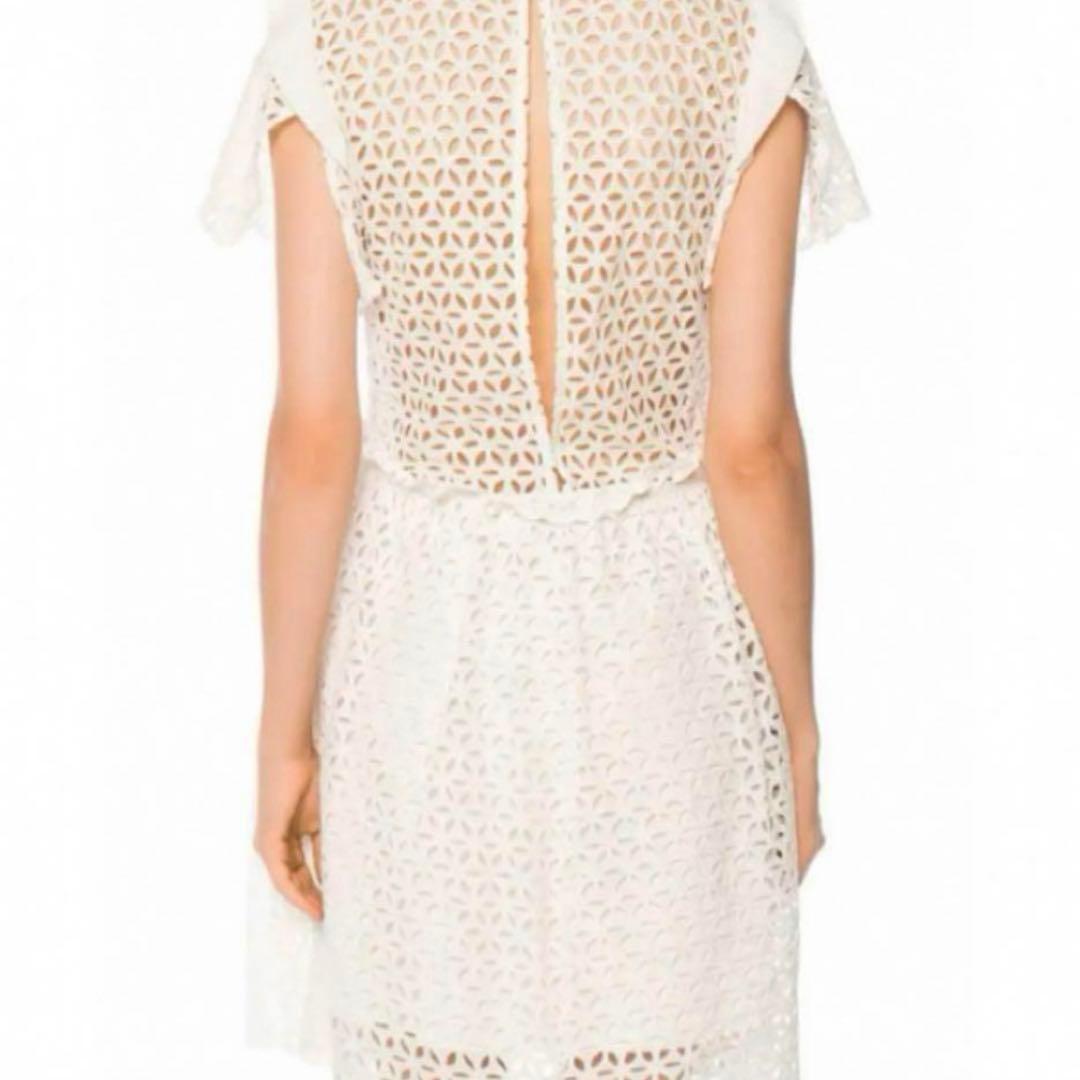 Self Portrait レースデザイン ミニワンピース 半袖 ホワイト