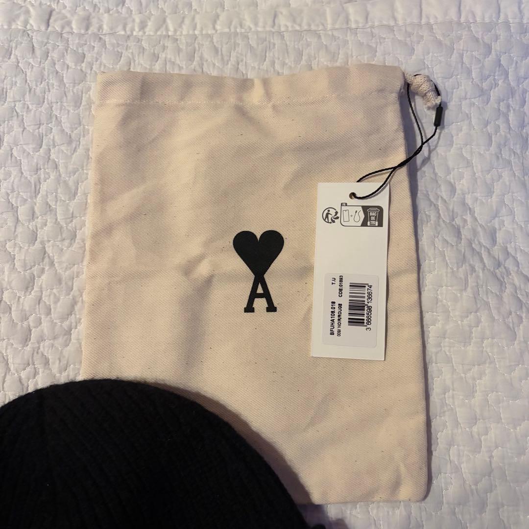 Ami paris ブラック ニット帽 100%公式品