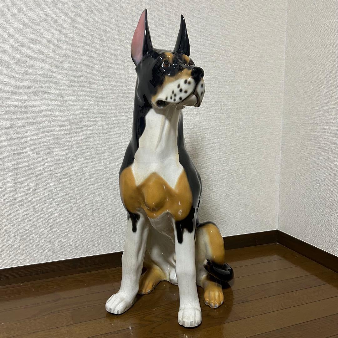 犬置物 ドッグ　ベルジアン ドーベルマン　オーナメント　オブジェ　陶器製品