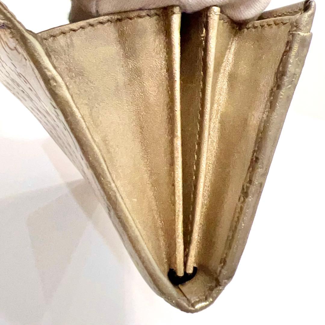 グッチ 長財布 シマ マイクロGG インターロッキング レザー 大容量 ゴールド