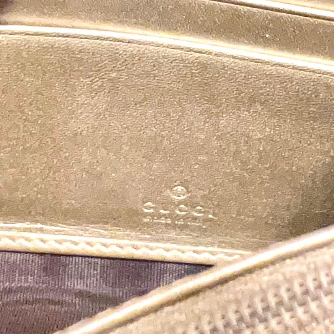 グッチ 長財布 シマ マイクロGG インターロッキング レザー 大容量 ゴールド