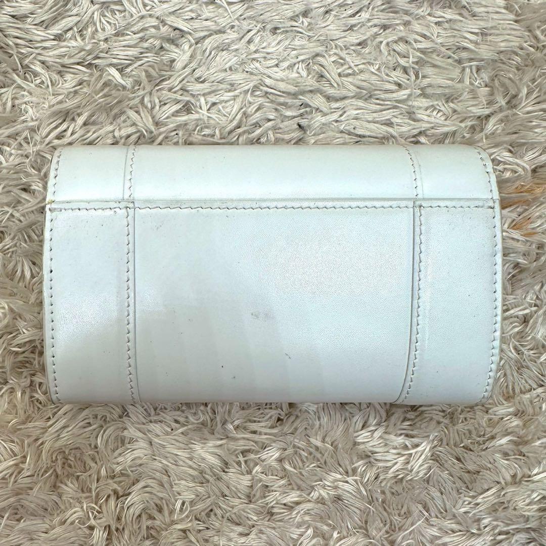 【美品】バレンシアガ 二つ折り財布 長財布 ホワイト フラップ アワーグラス