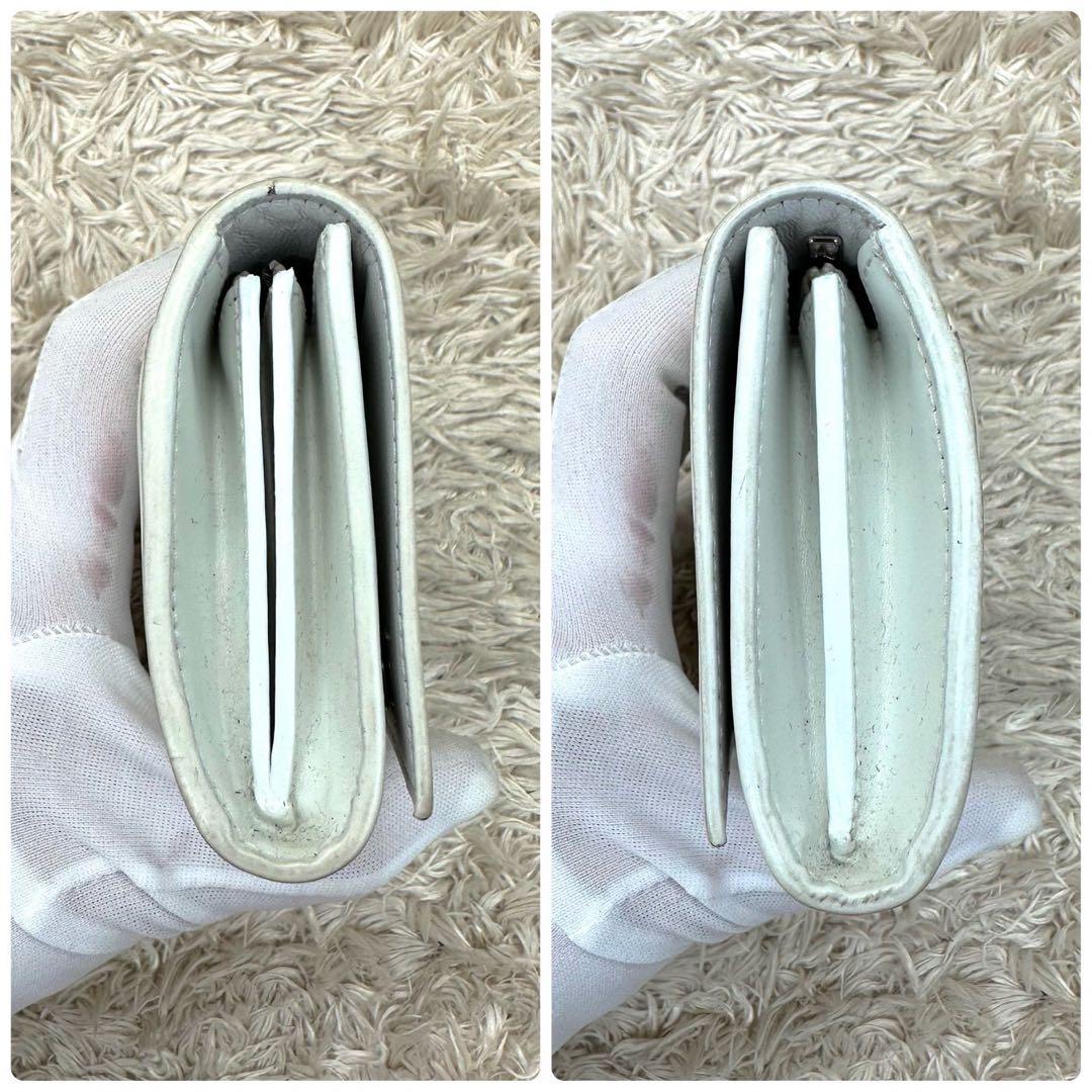 【美品】バレンシアガ 二つ折り財布 長財布 ホワイト フラップ アワーグラス