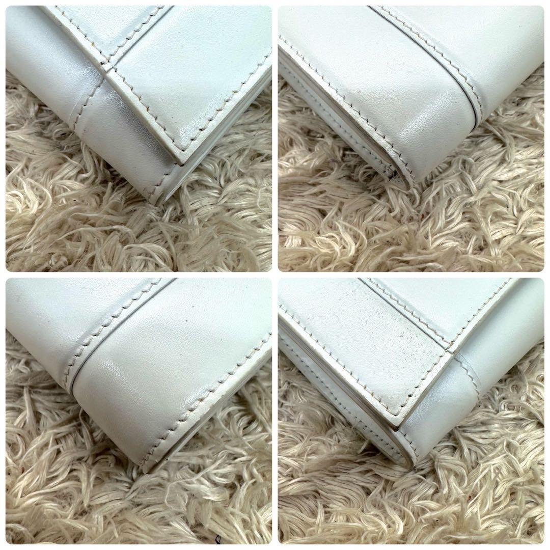 【美品】バレンシアガ 二つ折り財布 長財布 ホワイト フラップ アワーグラス