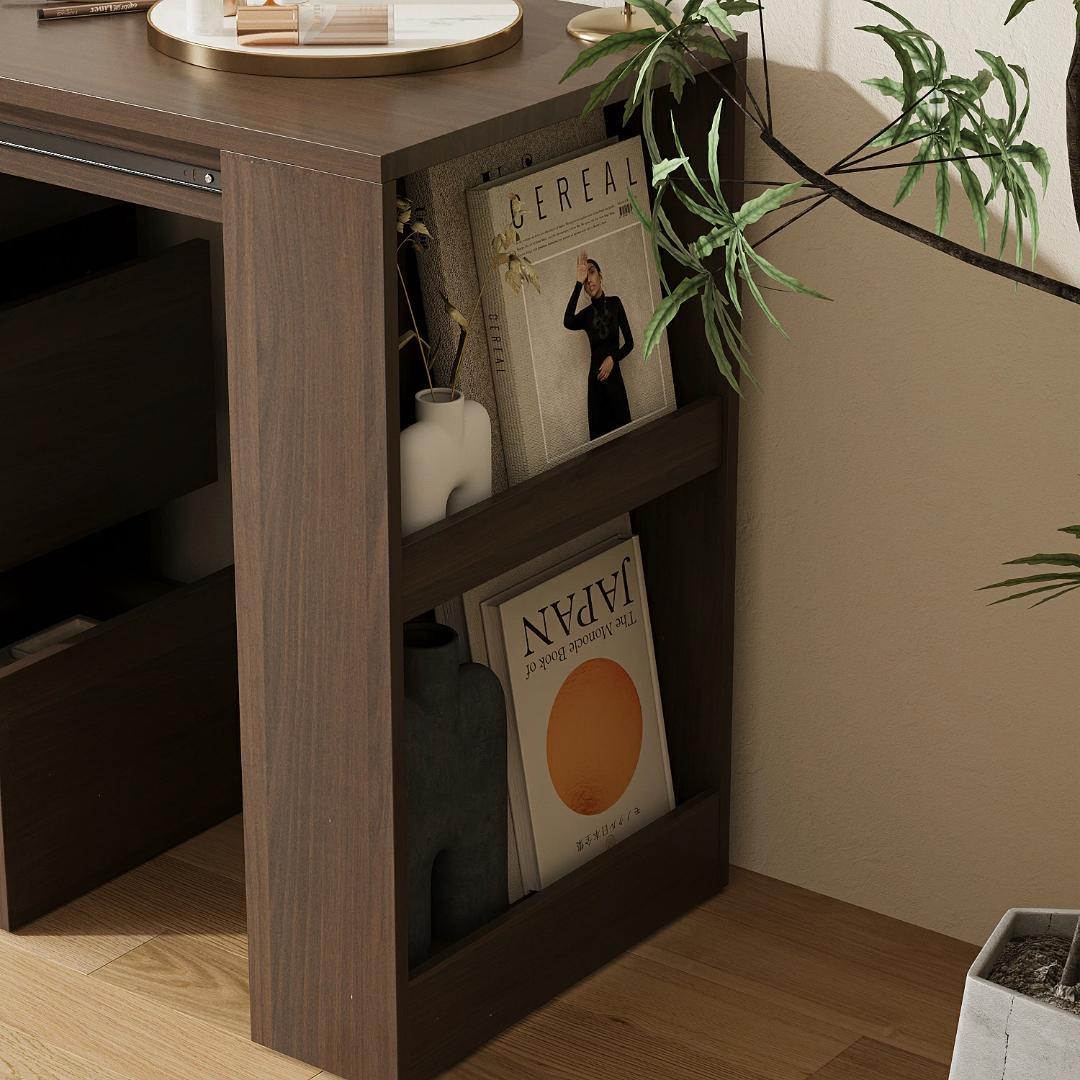 Mary 伸縮パソコンデスク 幅約85～120cm スライド式 引き出し付