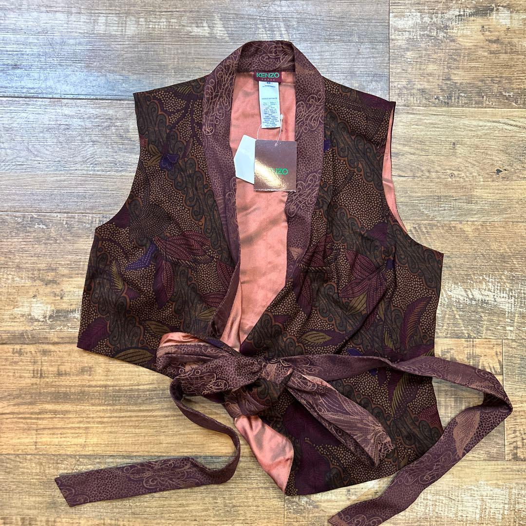 ケンゾー KENZO 和柄 総柄 ベスト リボン