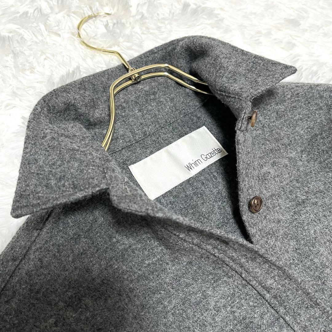 美品 Whim Gazette ウール100 シャツワンピース ロング グレー