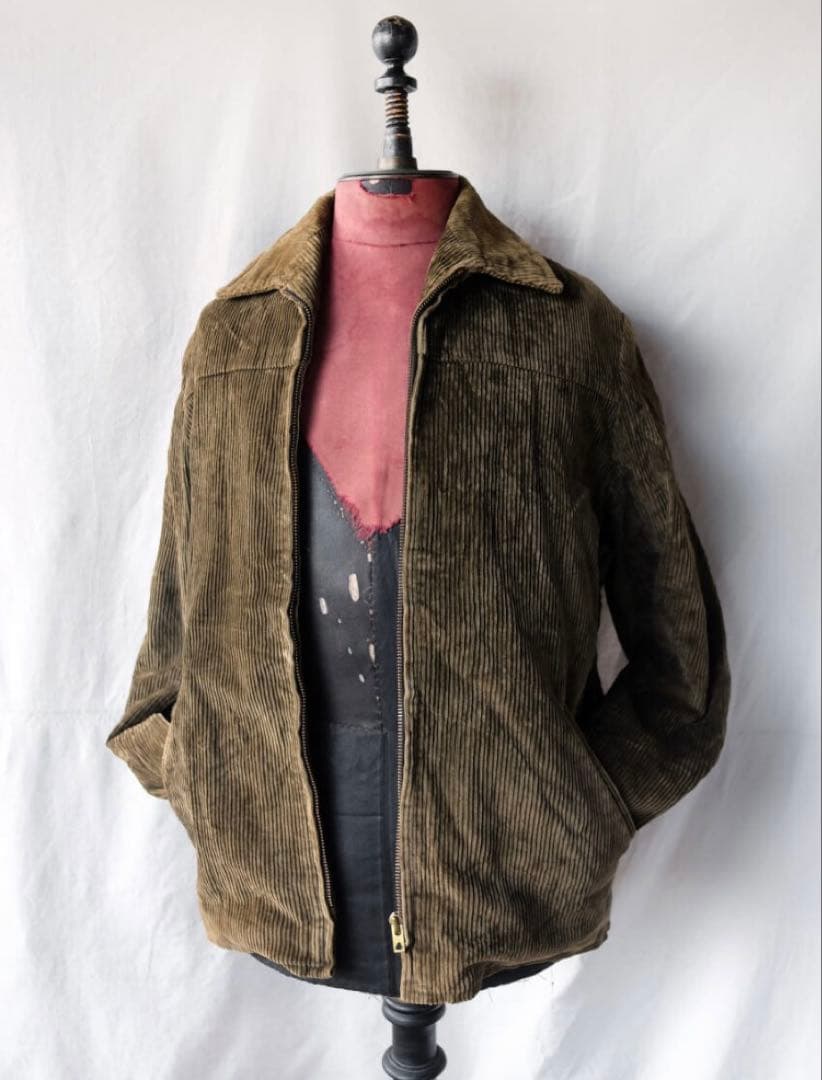 50's フランス ヴィンテージ Elson太畝コーデュロイ　刺繍タグ