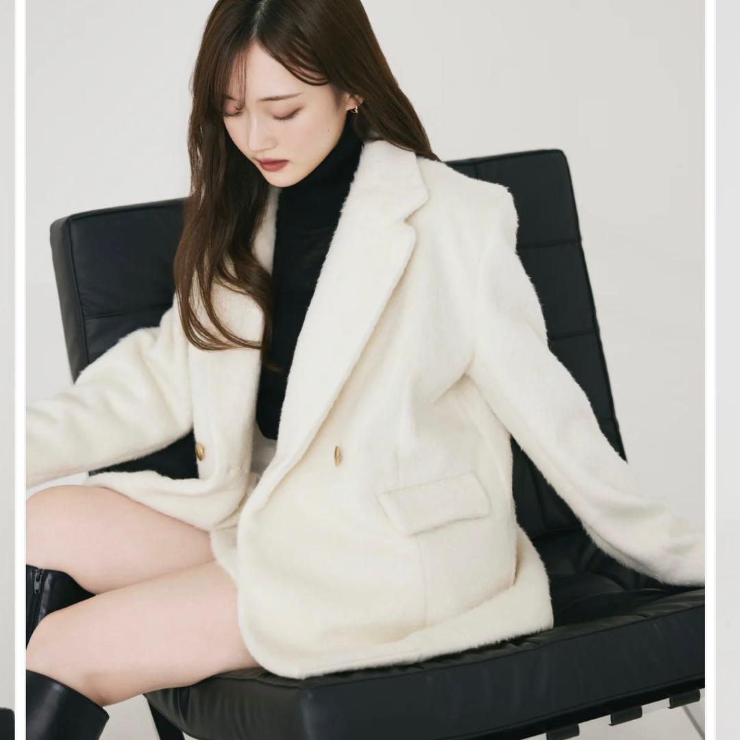 poláura シャギージャケットコート　ホワイト　ポローラ　ファージャケット