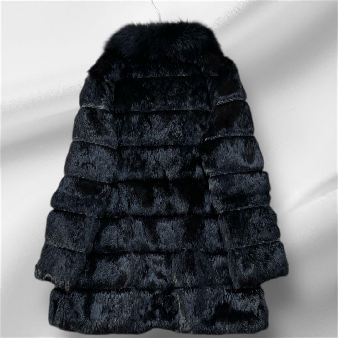 ブラックレッキス ラビットファーコート 女優襟　フォックス　毛皮