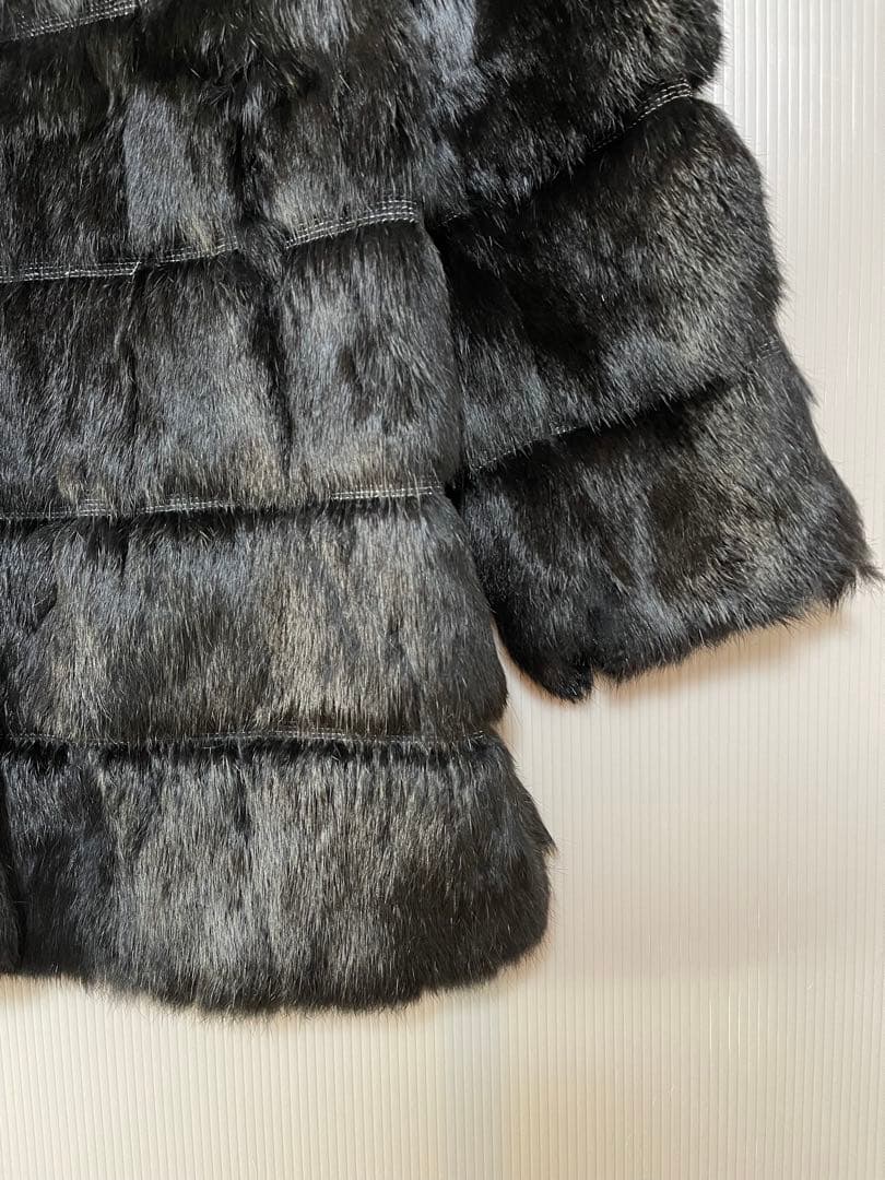 ブラックレッキス ラビットファーコート 女優襟　フォックス　毛皮